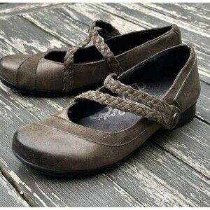 Aetrex EF456W Womens Sz 9 Leather Cushioned Insole Mary Jane Shoes Braided